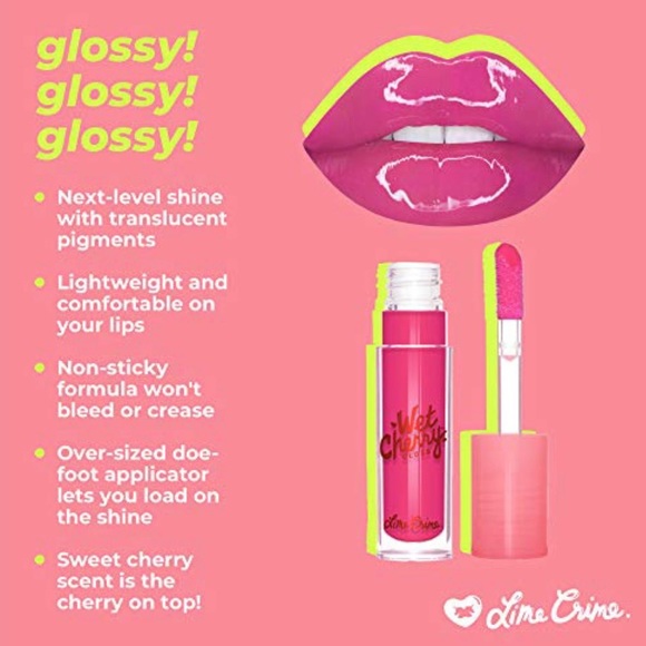 LIME CRIME Wet Cherry Ultra Shiny Lip Gloss SOUR CHERRY *RETIRED* - Picture 11 of 15